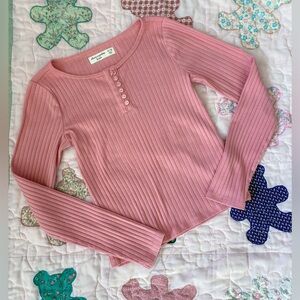 Abercrombie Pink Ribbed Long Sleeve Top